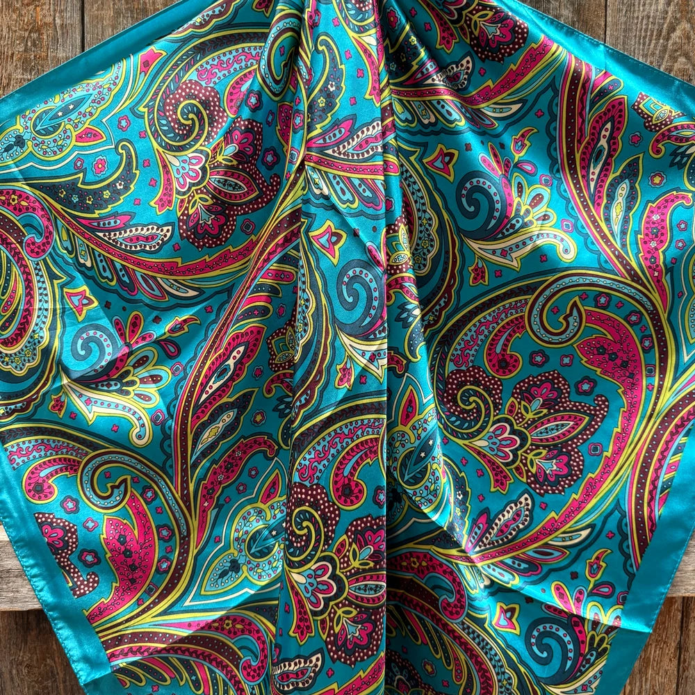 Plain Bright Blue Paisley Scarf (P31000)