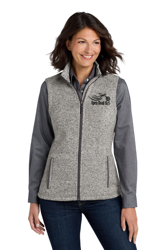GREY HEATHER Open Road Girl Sweater Fleece Vest sku