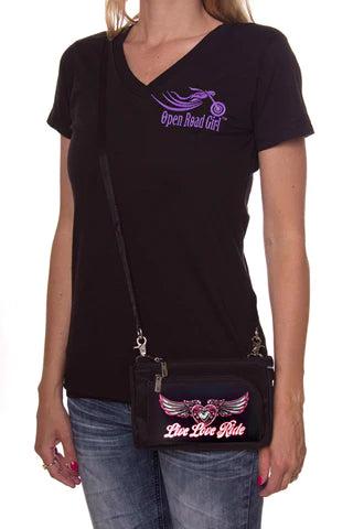 PINK WING LIVE LOVE RIDE DURABLE CANVAS HIP PURSE