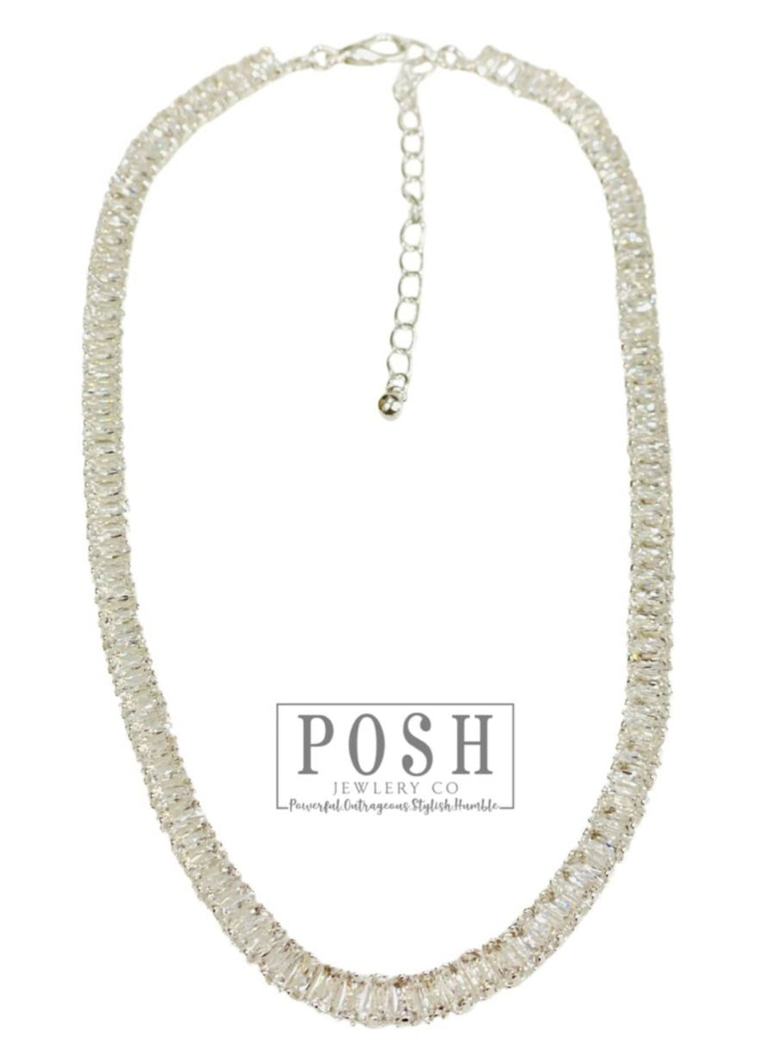 Baguette rhinestone tennis necklace clear crystals (Sku8704)