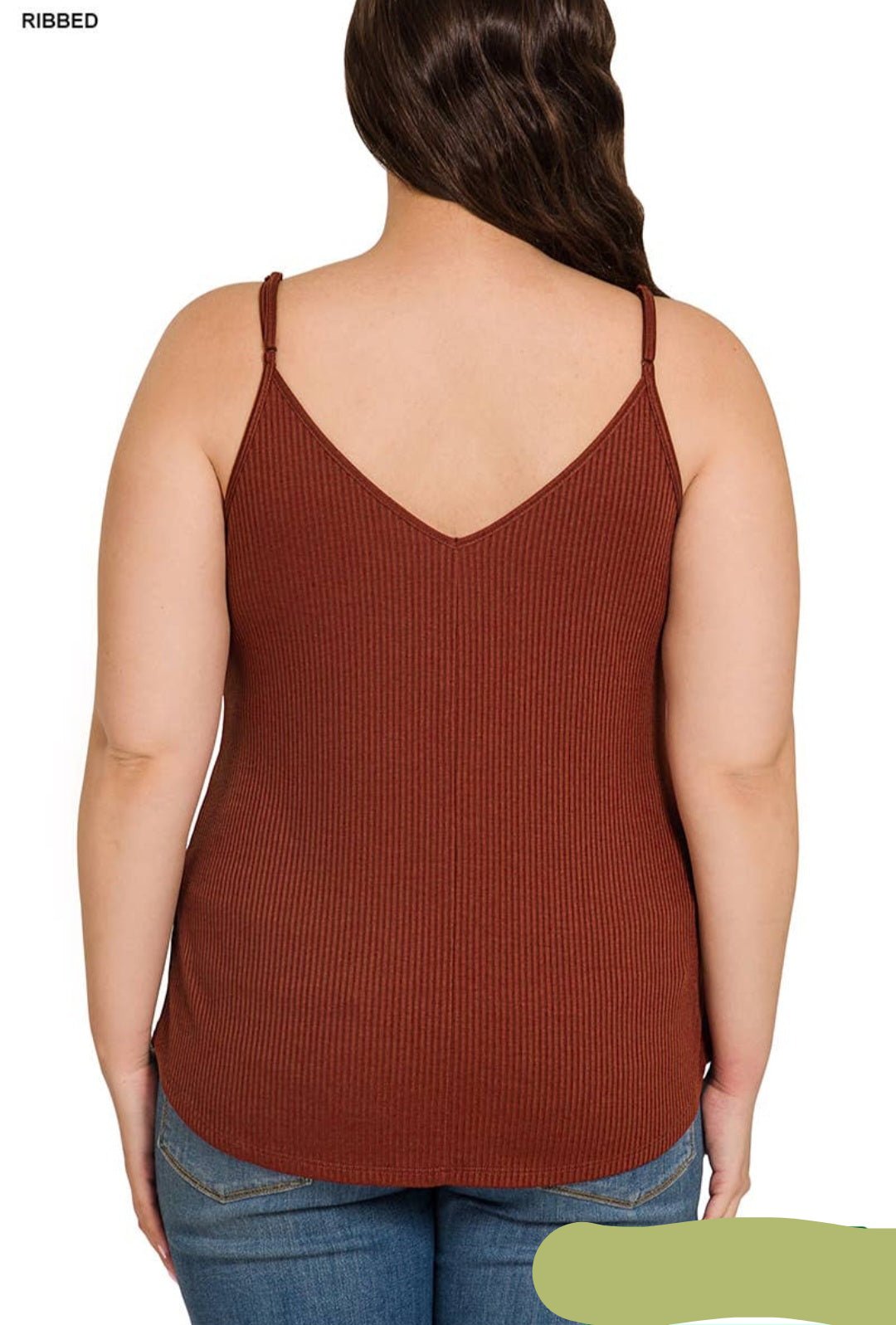 Plus Mocha Half Snap Cami Tops