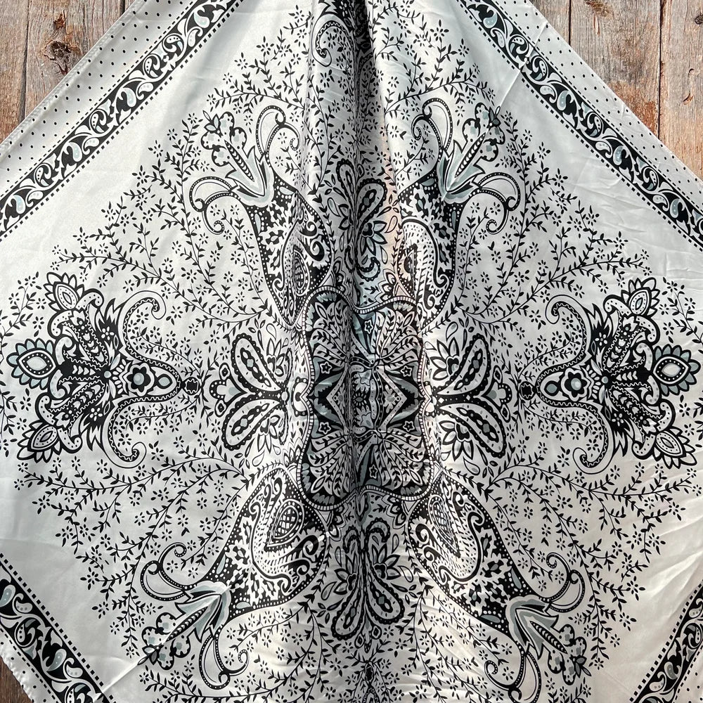 Plain Black and White Paisley Scarf (P31007)