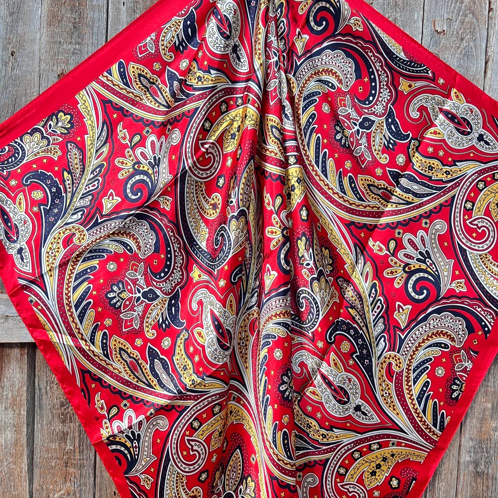 Plain Red and Yellow Paisley Scarf (P31005)