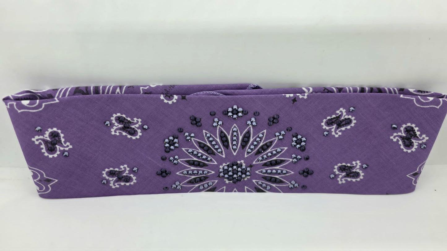 Lavender Paisley Bandana with Purple Velvet and Lavender Austrian Crystals (E60154)
