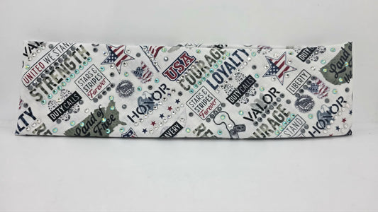 Patriotic Bandana with Green Shimmer, Black and Diamond Clear Austrian Crystals (E60151)