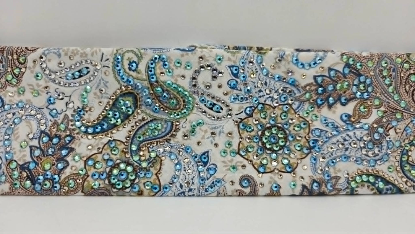 Super LeeAnnette Blue Flowers Bandana with Peridot Shimmer, Blue Shimmer, Honey and Diamond Clear Austrian Crystals (S48170)