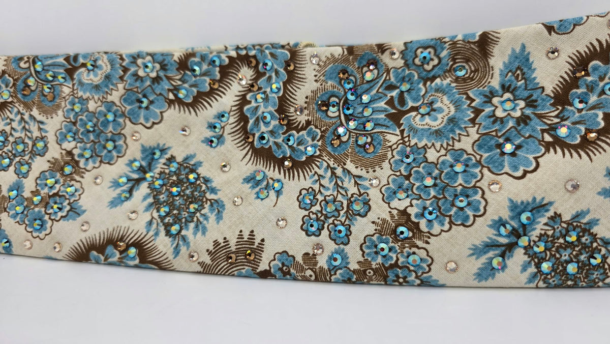 Flower Dragon Bandana with Dark Red Shimmer, Honey and Brown Austrian Crystals (E60177)