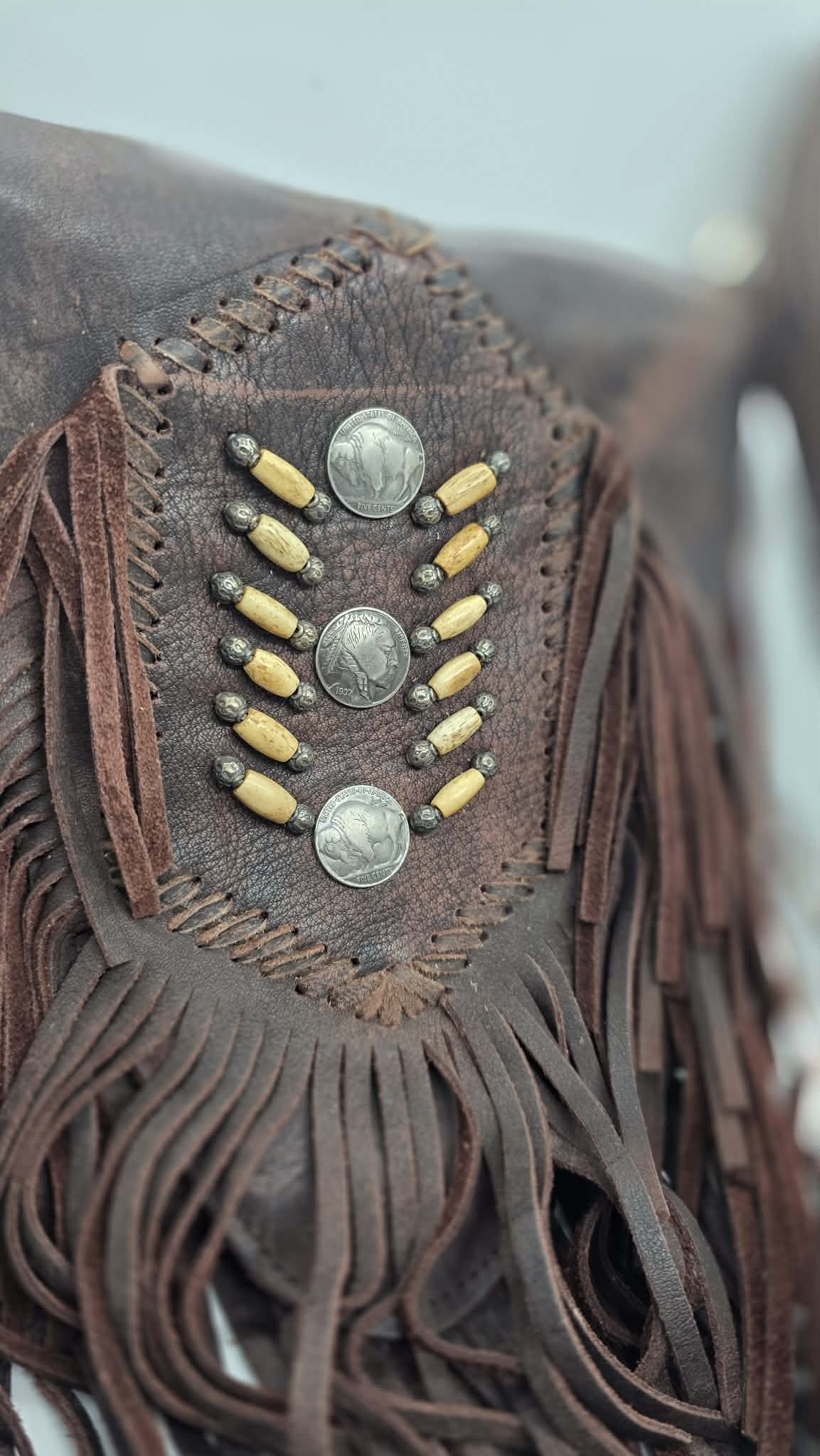 Brown Buck Skin Purse with Buffalo