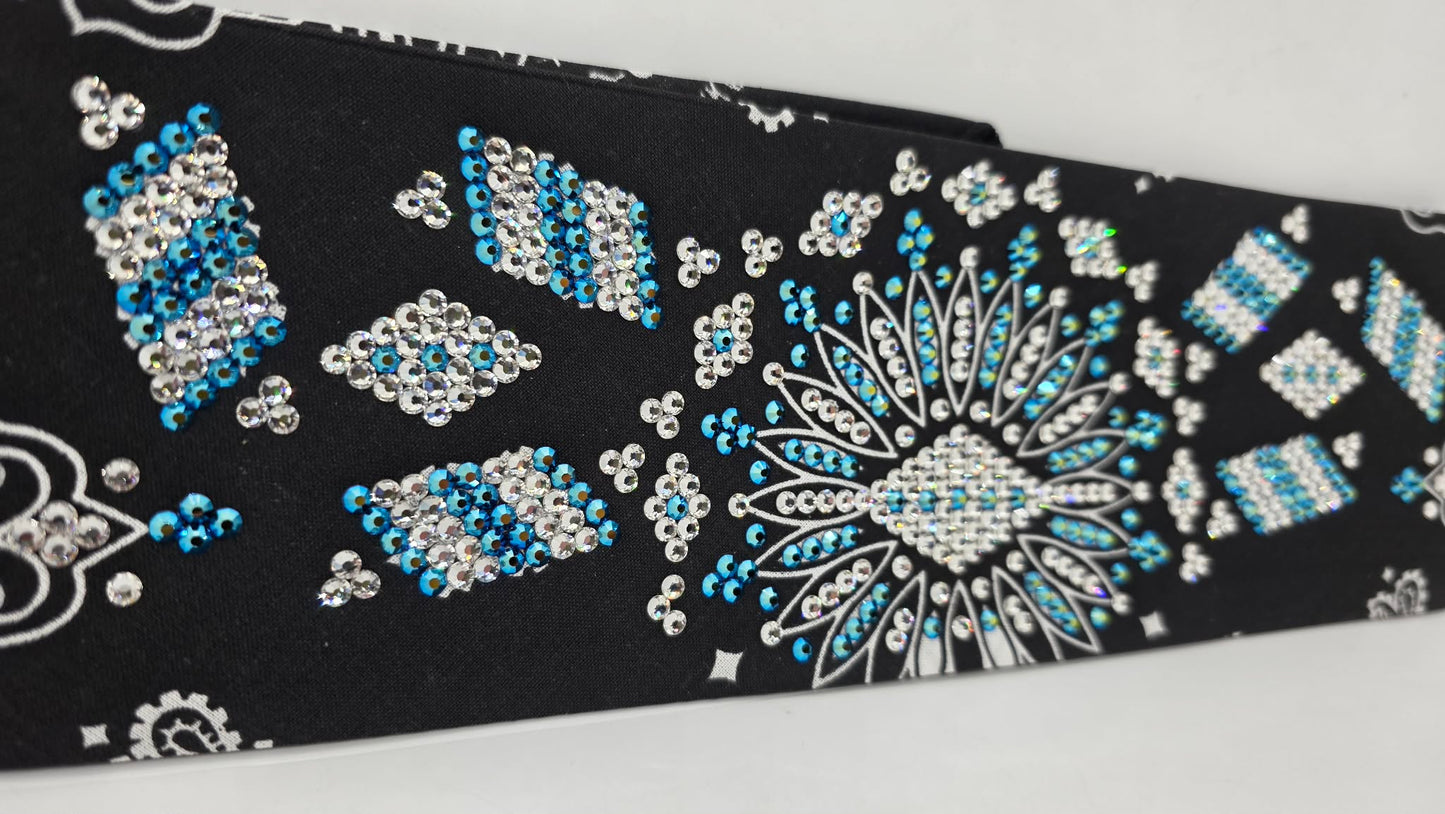 Super LeeAnnette Black Paisley Bandana with Jet Shimmer and Diamond Clear Austrian Crystals (S48123)