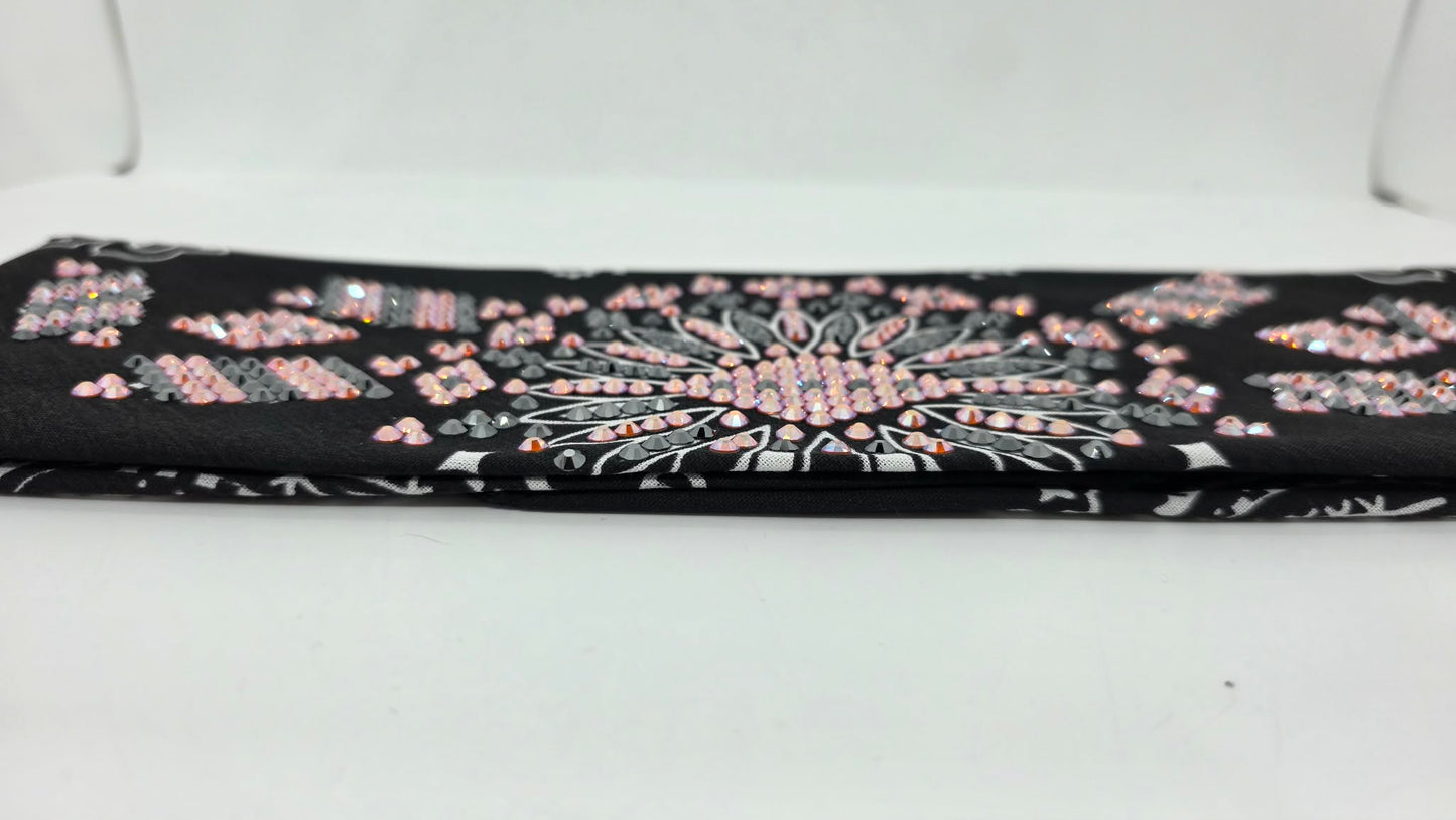 Super LeeAnnette Black Paisley Bandana with Sun Shimmer and Black Austrian Crystals (S48117)