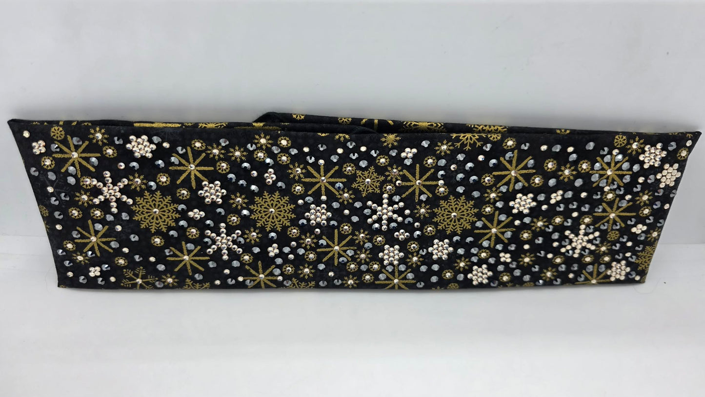 Super LeeAnnette Gold Snow on Black Bandana with Black and Honey Austrian Crystals (S48140)