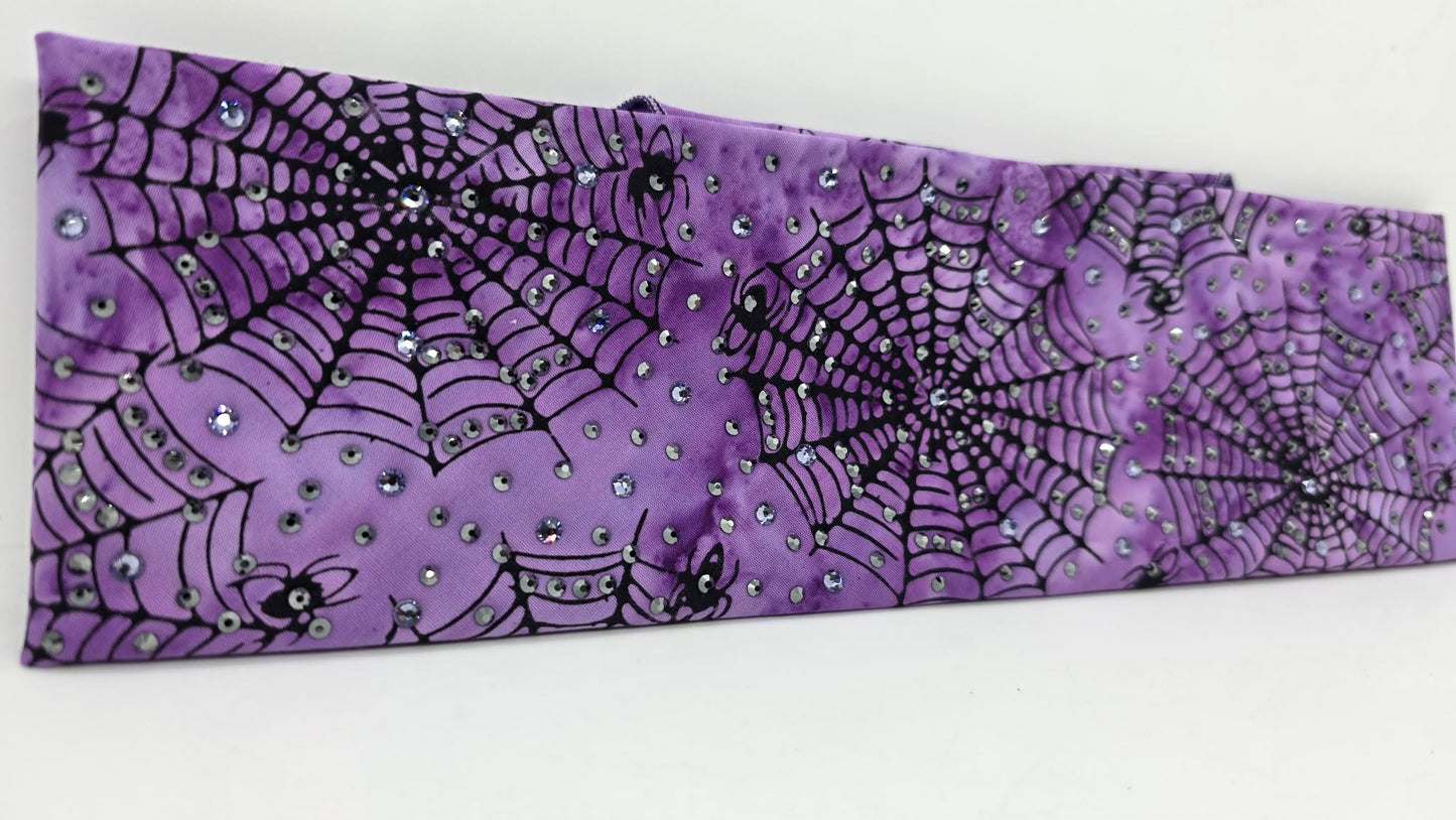 LeeAnnette Purple Spider Webs Bandana with Light Purple and Black Austrian Crystals (L40228)