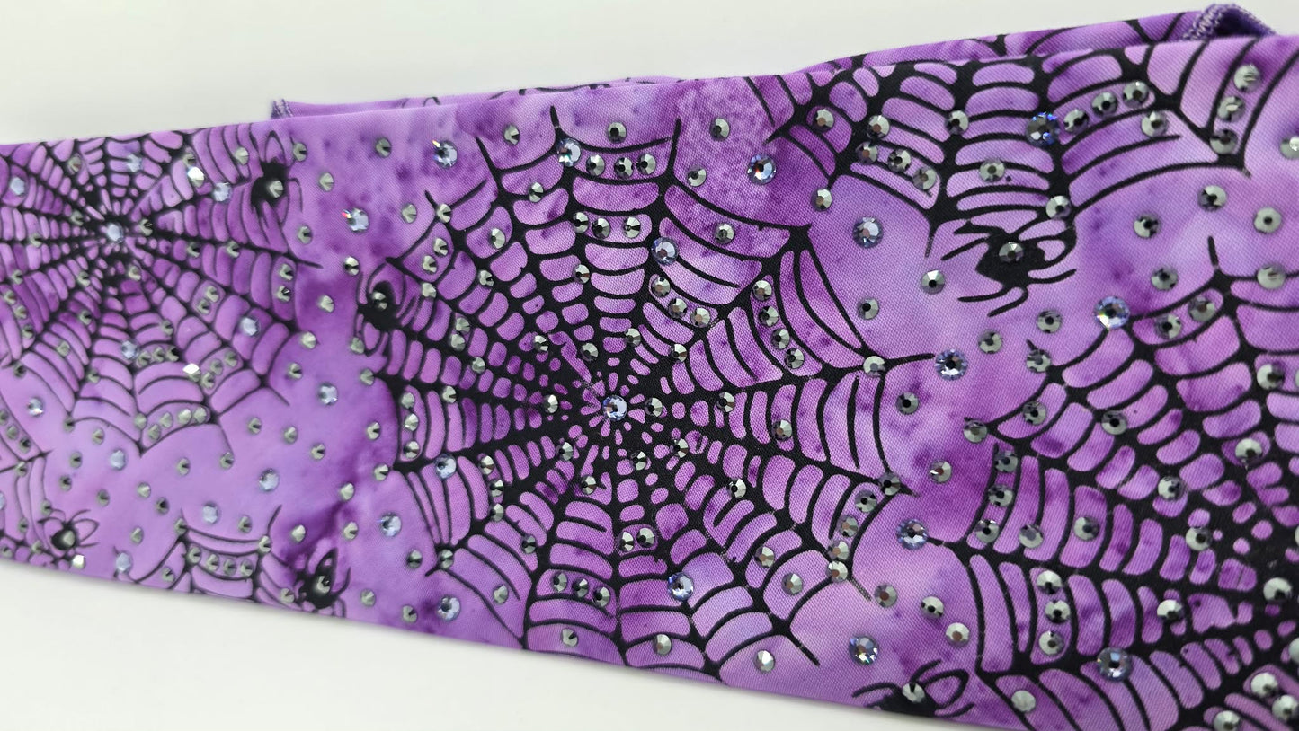 LeeAnnette Purple Spider Webs Bandana with Light Purple and Black Austrian Crystals (L40228)