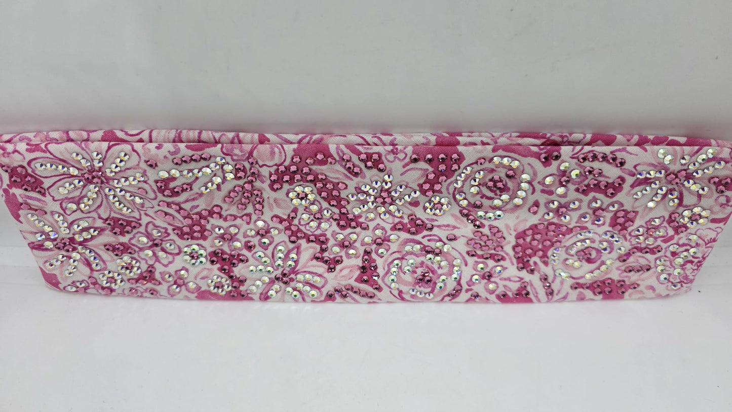 Super LeeAnnette Pink Flowers Bandana with Rose and Aurora Borealis Austrian Crystals (sku40147)