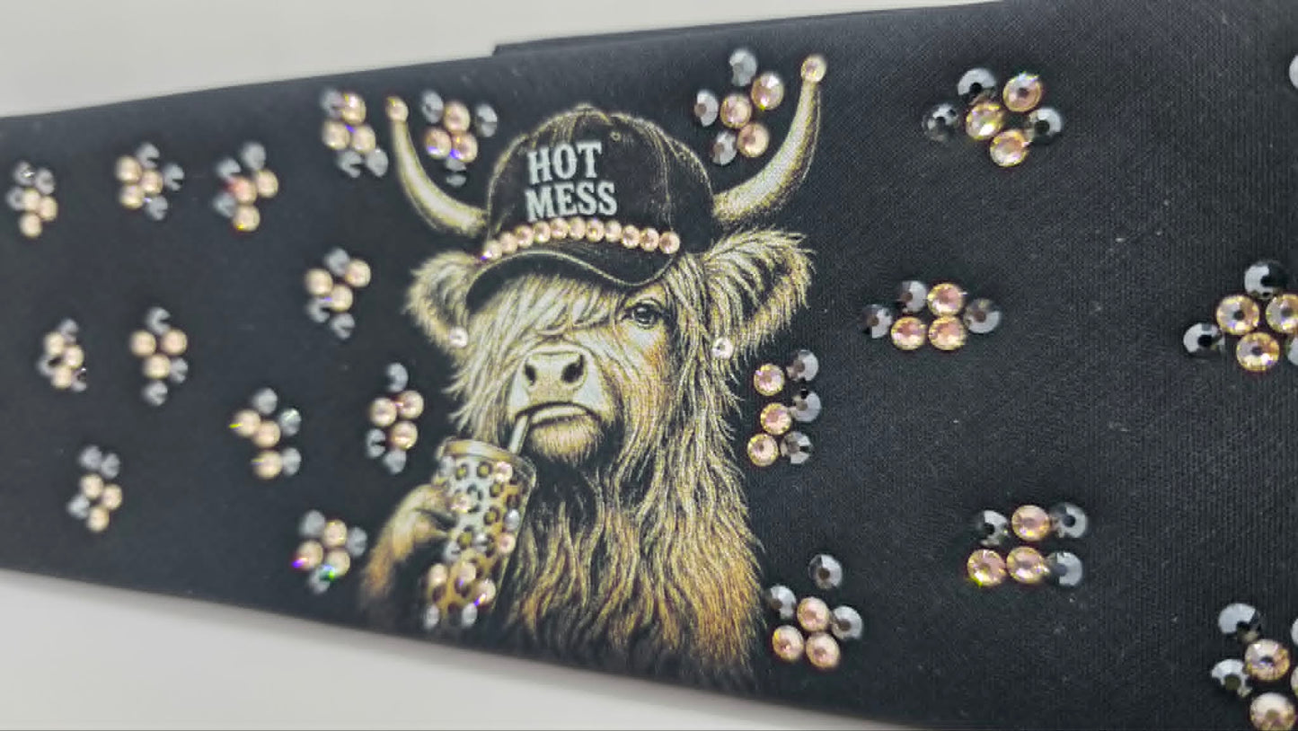 Highlander Cow Bandana with Honey and Black Austrian Crystals (E60156)