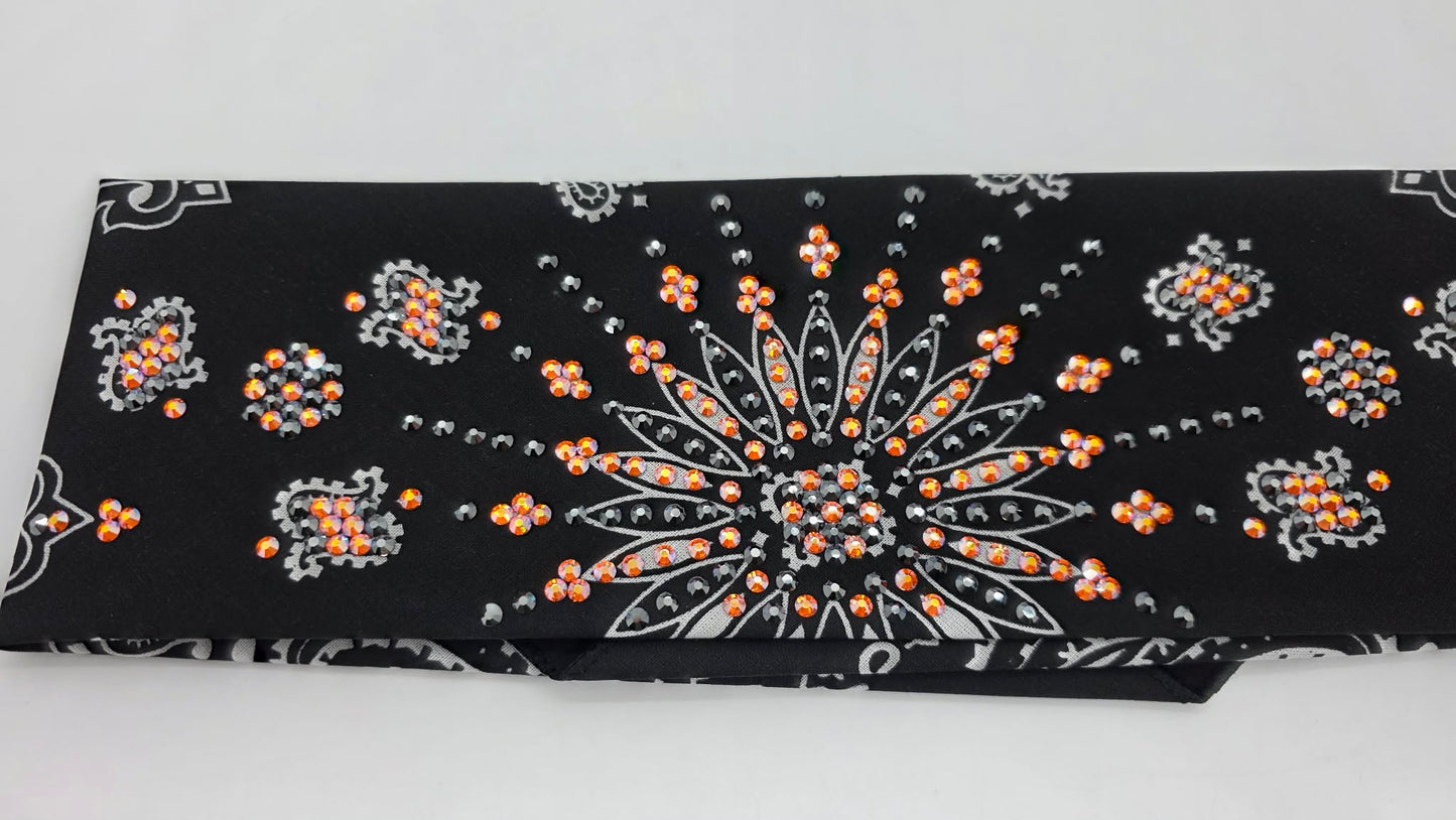 LeeAnnette Black Paisley Bandana with Sun Shimmer and Black Austrian Crystals (L40209)