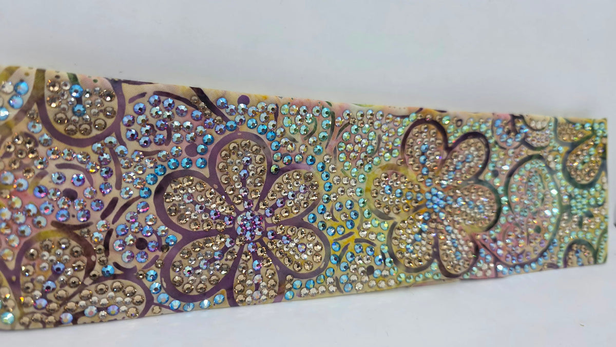 Super Duper LeeAnnette Batik Flowers Bandana with Multi-color Austrian Crystals (D49512)