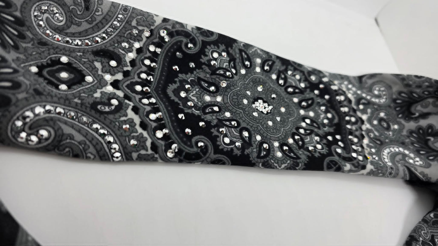 Black Scarf with Chrome and Diamond Clear Austrian Crystals (LS30009)