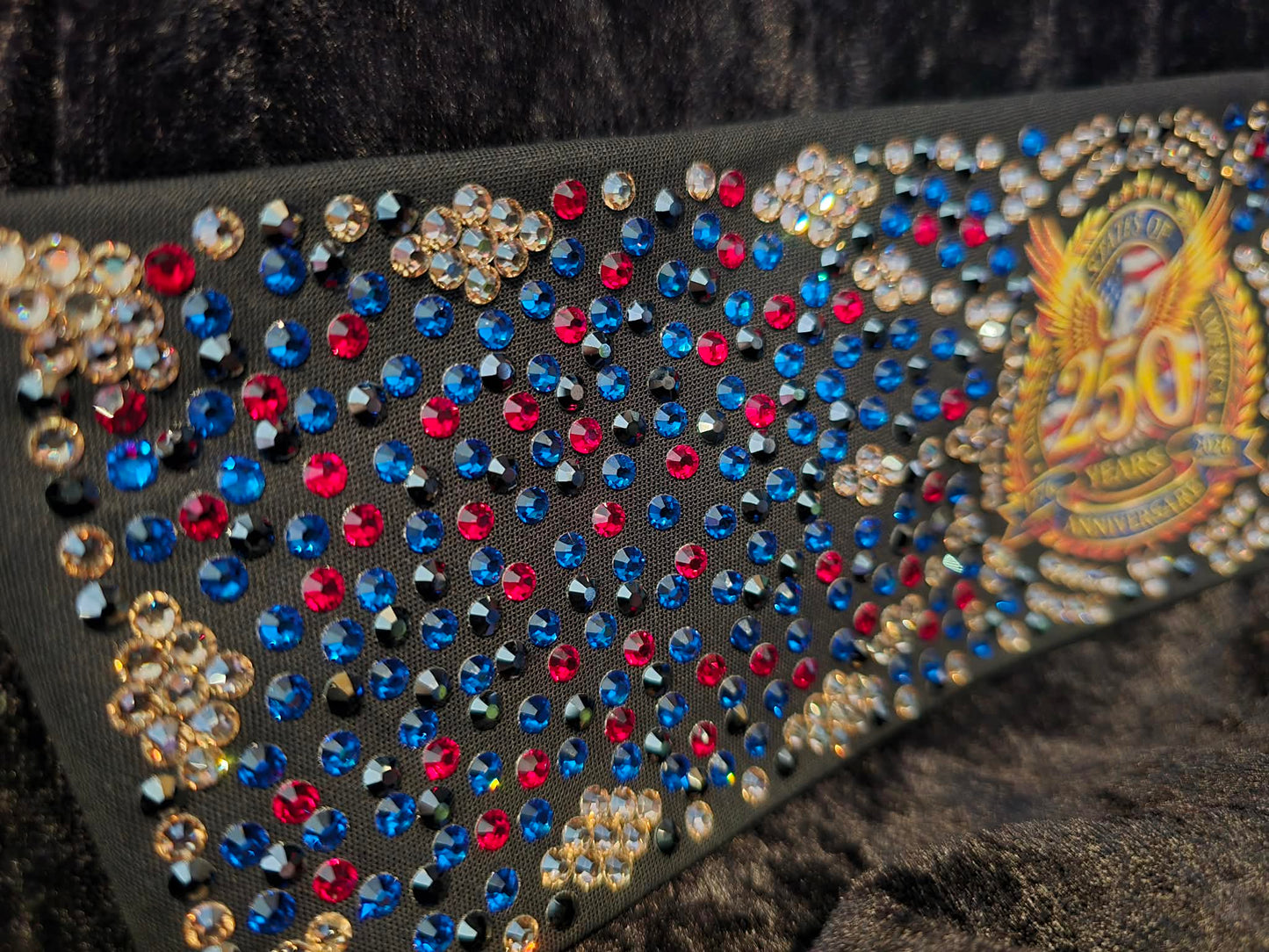 Extra Super LeeAnnette 250th Anniversary Bandana with Black,Capri, Red and Honey Austrian Crystals (S48165)