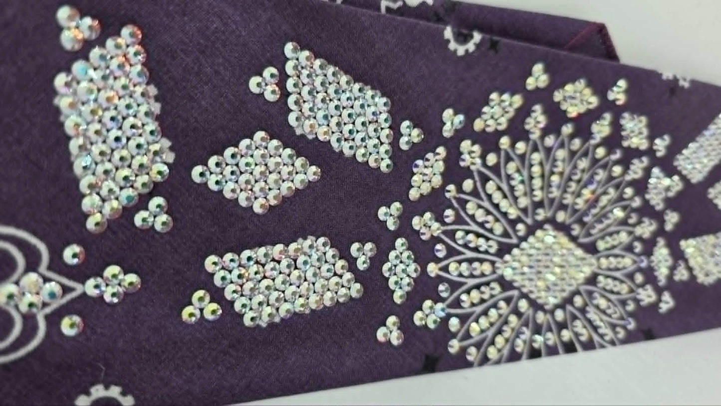 Super LeeAnnette Plum Paisley Bandana with Aurora Borealis Austrian Crystals (S48146)