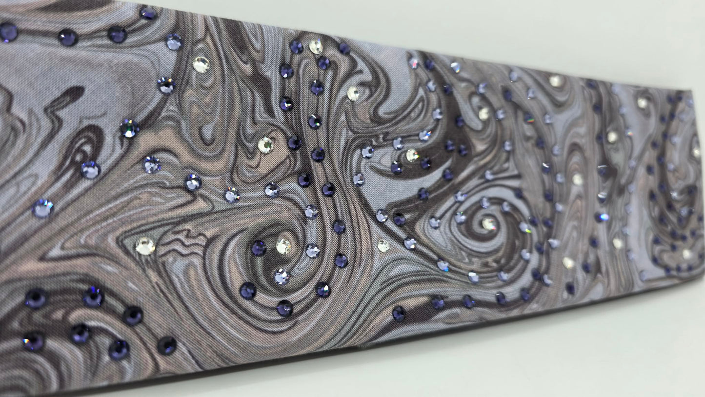 Purple Marble Bandana with Dark Purple, Light Purple and Clear Austrian Crystals (E60119)