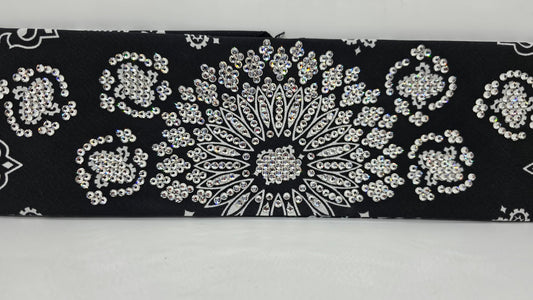 Super LeeAnnette Black Paisley Bandana with Diamond Clear Austrian Crystals (S48184)