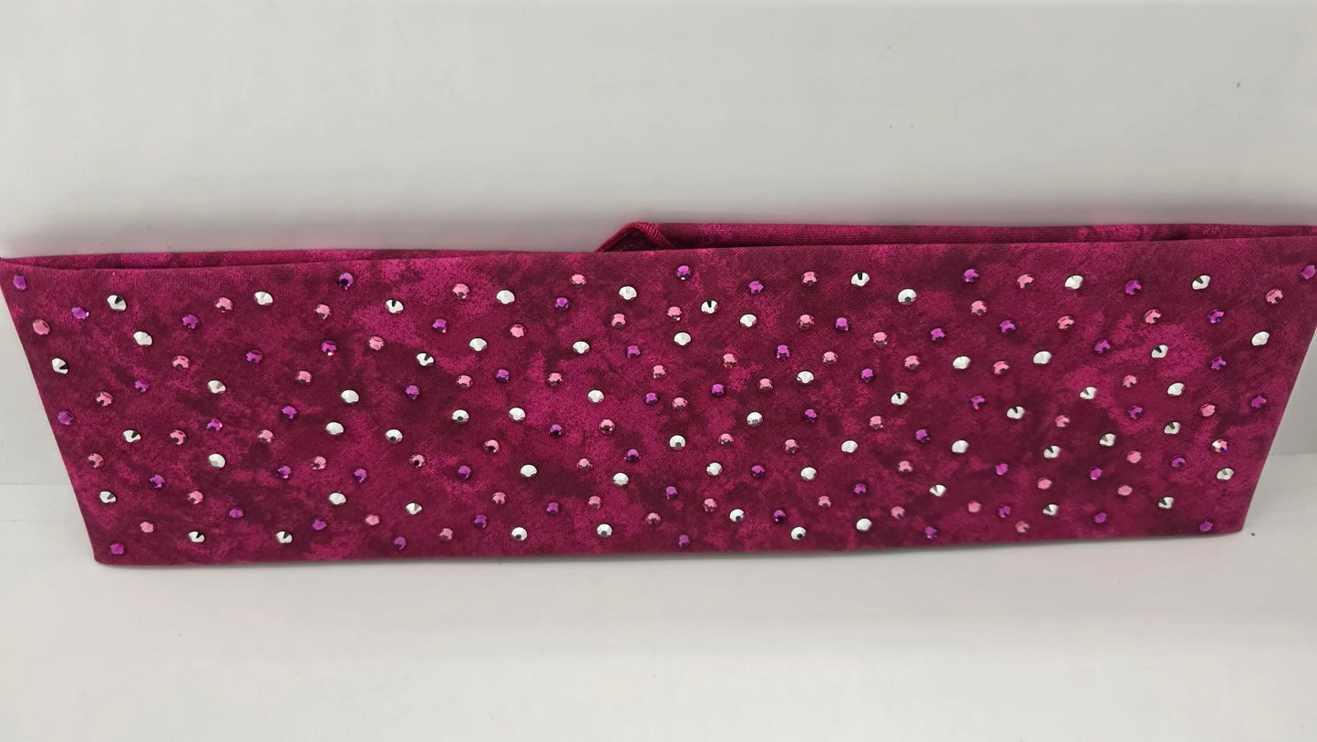 Marble Magenta Bandana with Dark Pink, Light Pink and Chrome Austrian Crystals (E60118)