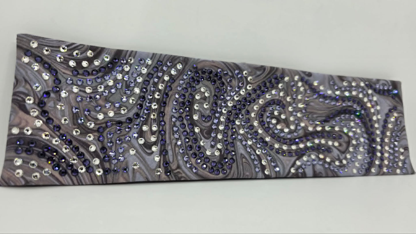 Super LeeAnnette Purple Marble Bandana with Dark Purple, Light Purple and Clear Austrian Crystals (S48132)