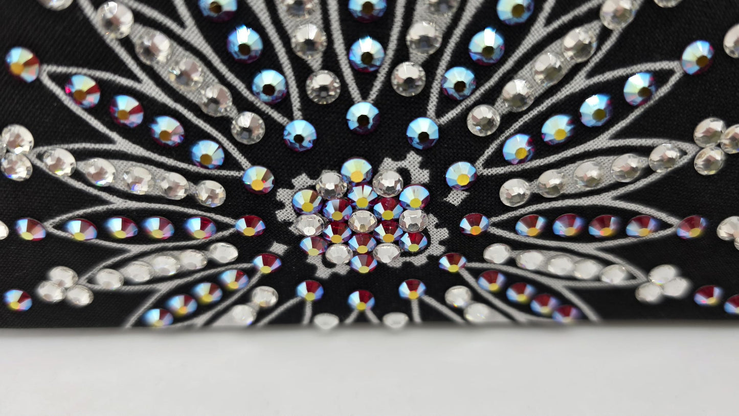 LeeAnnette Black Paisley Bandana with Red Shimmer and Diamond Clear Austrian Crystals (L40200))