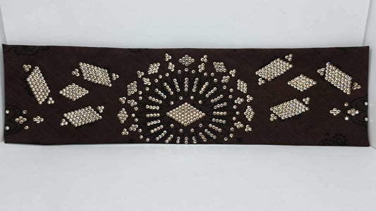 Super LeeAnnette Large  Brown Bandana with Honey Austrian Crystals (sku40120)
