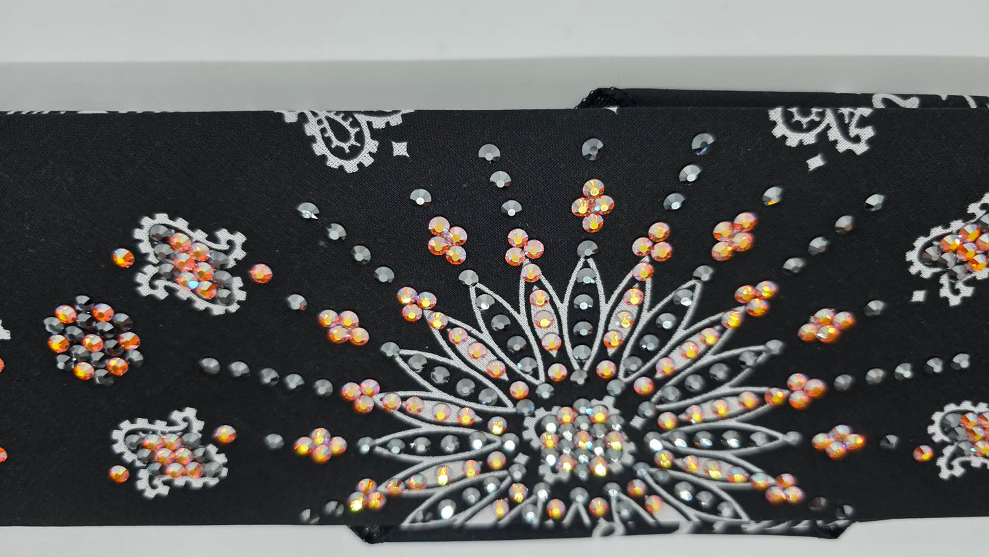 LeeAnnette Black Paisley Bandana with Sun Shimmer and Black Austrian Crystals (L40209)