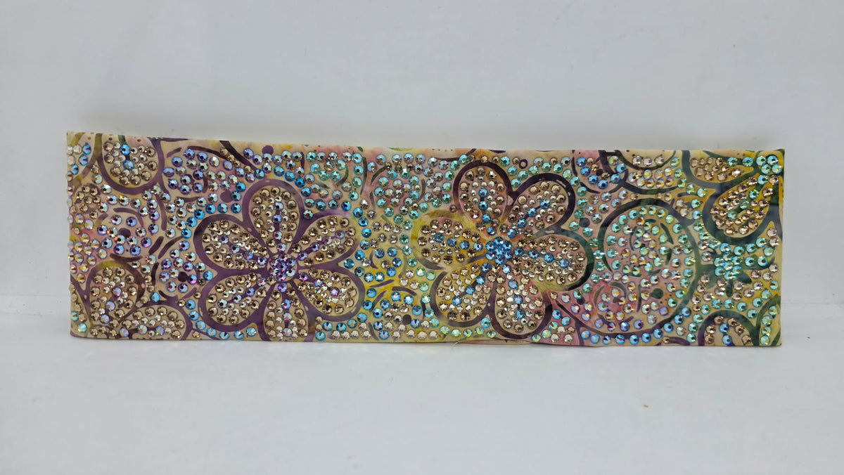Super Duper LeeAnnette Batik Flowers Bandana with Multi-color Austrian Crystals (D49512)