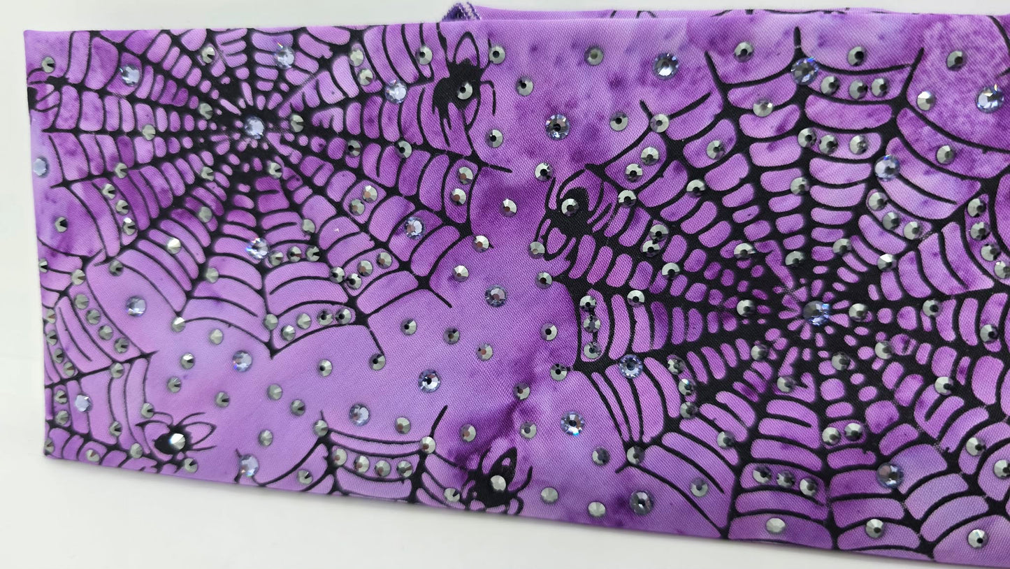 LeeAnnette Purple Spider Webs Bandana with Light Purple and Black Austrian Crystals (L40228)