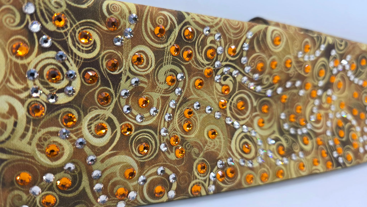 LeeAnnette Yellow Scrolls Bandana with Honey and Orange Austrian Crystals (L40222)