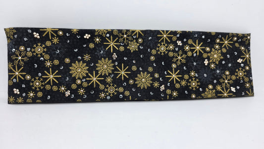 Gold Snow on Black Bandana with Black and Honey Austrian Crystals (E60129)