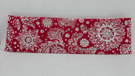 LeeAnnette White on Red Paisley Bandana with Diamond Clear Austrian Crystals (L40237)