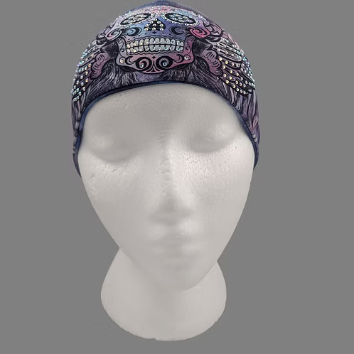 Stretchy Headband Skull with Aurora Borealis Crystals (Sku5506)