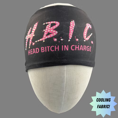 Stretchy Headband H. B. I. C. with Aurora Borealis Crystals (Sku5499)
