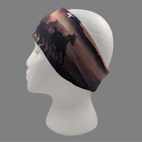 Stretchy Headband Plain Patriotic Horses (Sku5459)