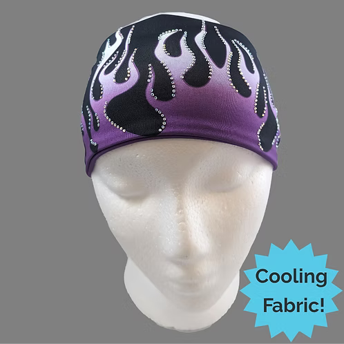 Stretchy Headband Purple Flames with Aurora Borealis Crystals (Sku5502)