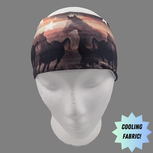 Stretchy Headband Plain Patriotic Horses (Sku5459)