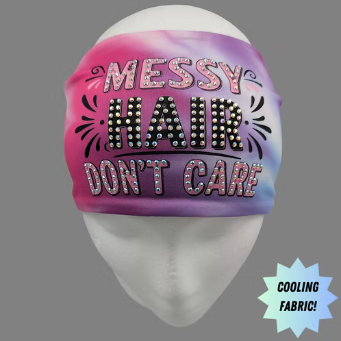 Stretchy Headband Messy Hair Don't Care with Aurora Borealis Crystals (Sku5498)