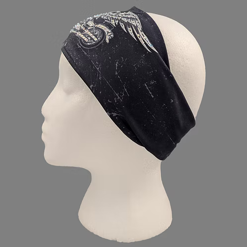 Stretchy Headband Motorcycle and Wings with Aurora Borealis Crystals (Sku5495)