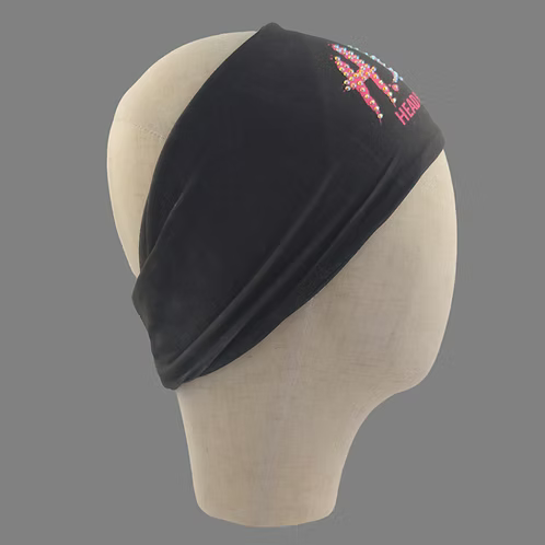 Stretchy Headband H. B. I. C. with Aurora Borealis Crystals (Sku5499)