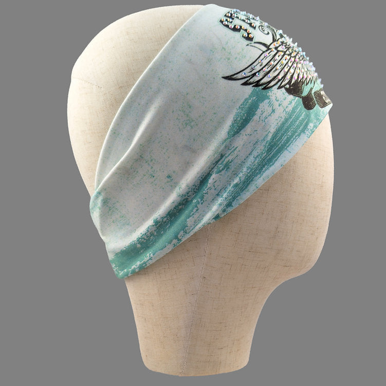 Stretchy Headband Sturgis SD Motorcycle with Aurora Borealis Crystals (Sku5505)