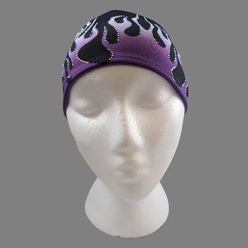 Stretchy Headband Purple Flames with Aurora Borealis Crystals (Sku5502)