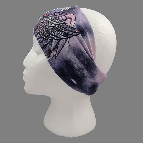 Stretchy Headband Skull with Aurora Borealis Crystals (Sku5506)