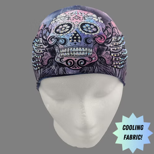 Stretchy Headband Skull with Aurora Borealis Crystals (Sku5506)