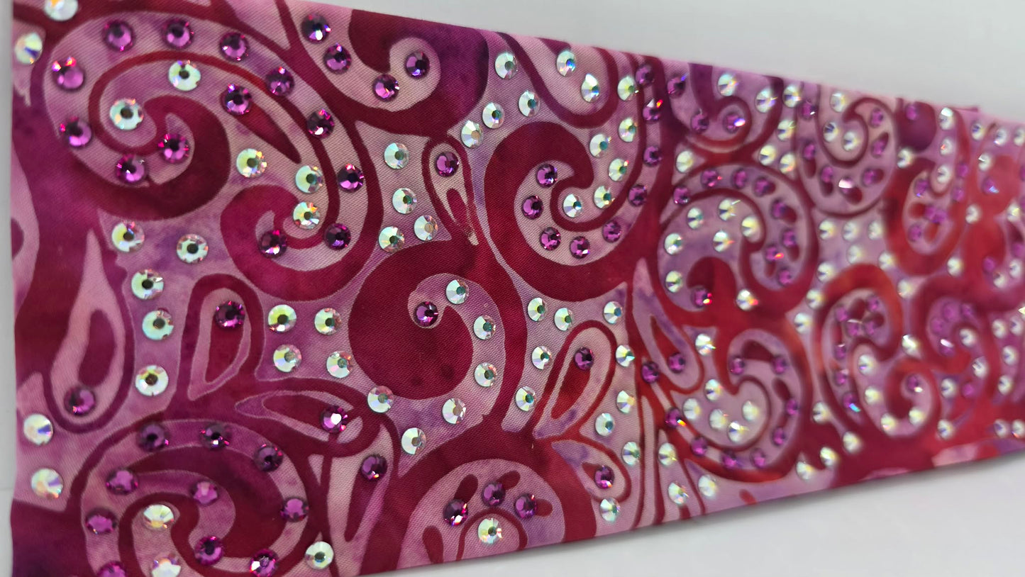 LeeAnnette Pink Batik Bandana with Fuchsia and Aurora Borealis Austrian Crystals (L40225)