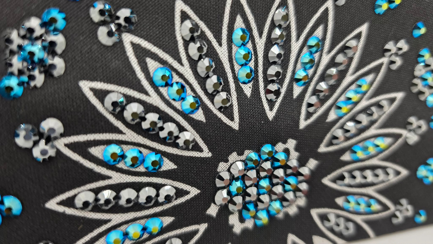 Black Paisley Bandana with Jet Shimmer and Black Austrian Crystals (E60113)